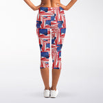 Abstract American Flag Print Women's Capri Leggings