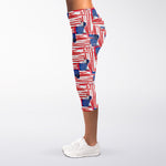 Abstract American Flag Print Women's Capri Leggings