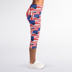 Abstract American Flag Print Women's Capri Leggings