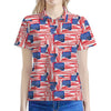 Abstract American Flag Print Women's Polo Shirt