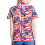 Abstract American Flag Print Women's Polo Shirt