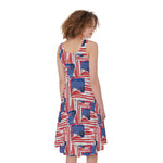 Abstract American Flag Print Women's Sleeveless Dress
