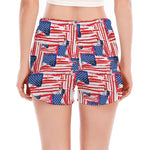 Abstract American Flag Print Women's Split Running Shorts