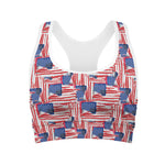 Abstract American Flag Print Women's Sports Bra