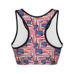Abstract American Flag Print Women's Sports Bra