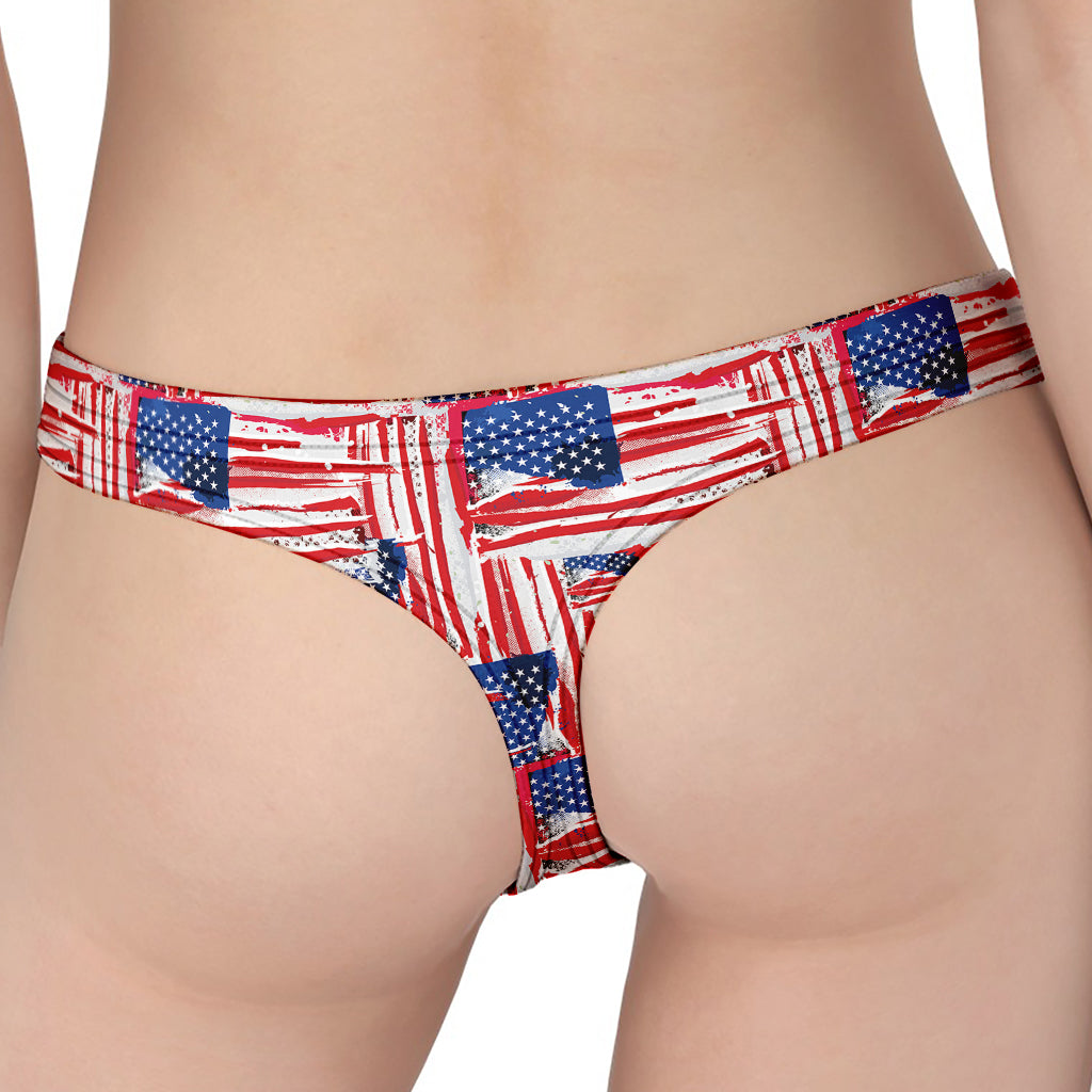 Abstract American Flag Print Women's Thong