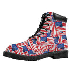 Abstract American Flag Print Work Boots