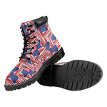 Abstract American Flag Print Work Boots