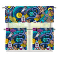 Abstract Cartoon Galaxy Space Print 3 Piece Kitchen Curtains