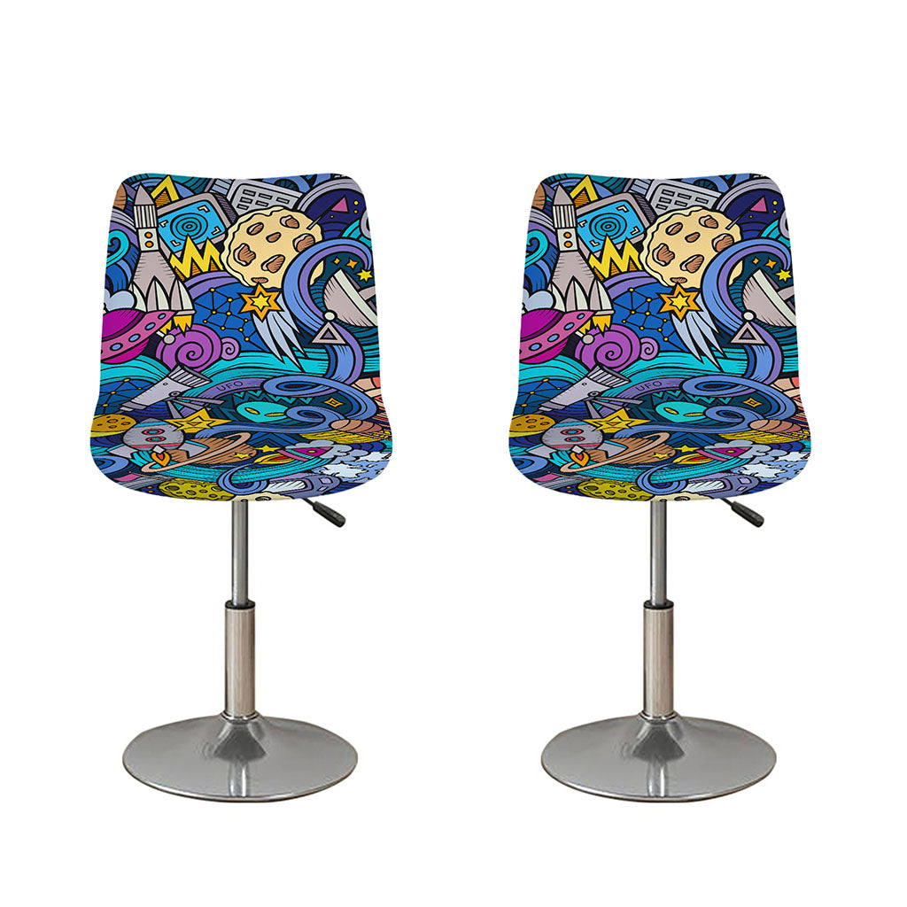 Abstract Cartoon Galaxy Space Print Bar Stool Covers