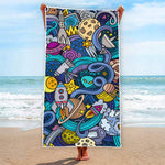 Abstract Cartoon Galaxy Space Print Beach Towel