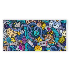 Abstract Cartoon Galaxy Space Print Beach Towel