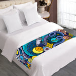 Abstract Cartoon Galaxy Space Print Bed Runner