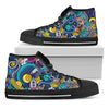Abstract Cartoon Galaxy Space Print Black High Top Sneakers