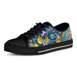 Abstract Cartoon Galaxy Space Print Black Low Top Sneakers