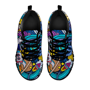Abstract Cartoon Galaxy Space Print Black Running Shoes