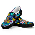 Abstract Cartoon Galaxy Space Print Black Slip On Sneakers