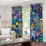 Abstract Cartoon Galaxy Space Print Blackout Grommet Curtains