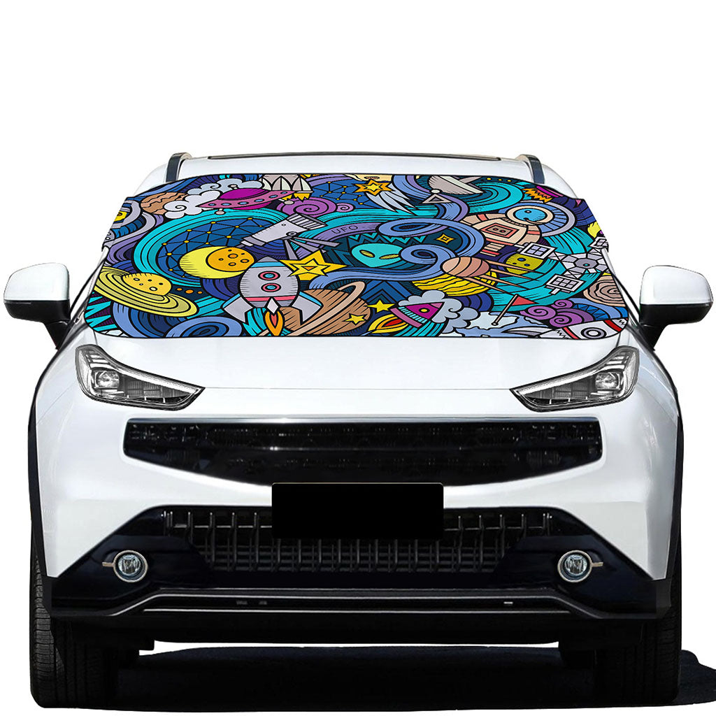 Abstract Cartoon Galaxy Space Print Car Windshield Snow Cover