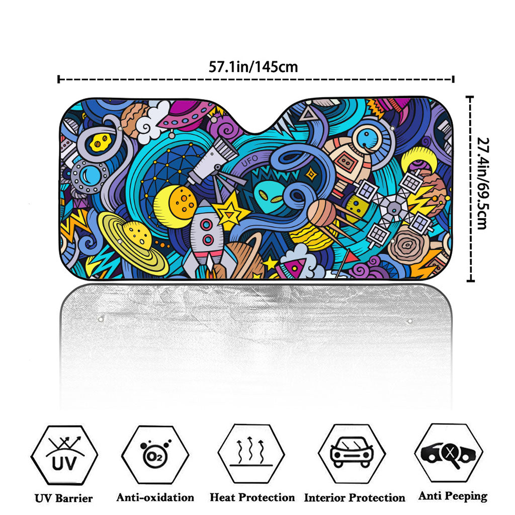 Abstract Cartoon Galaxy Space Print Car Windshield Sun Shade