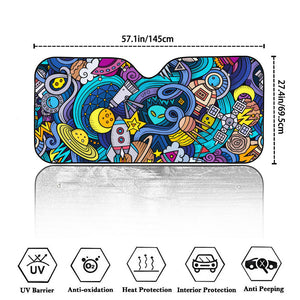 Abstract Cartoon Galaxy Space Print Car Windshield Sun Shade