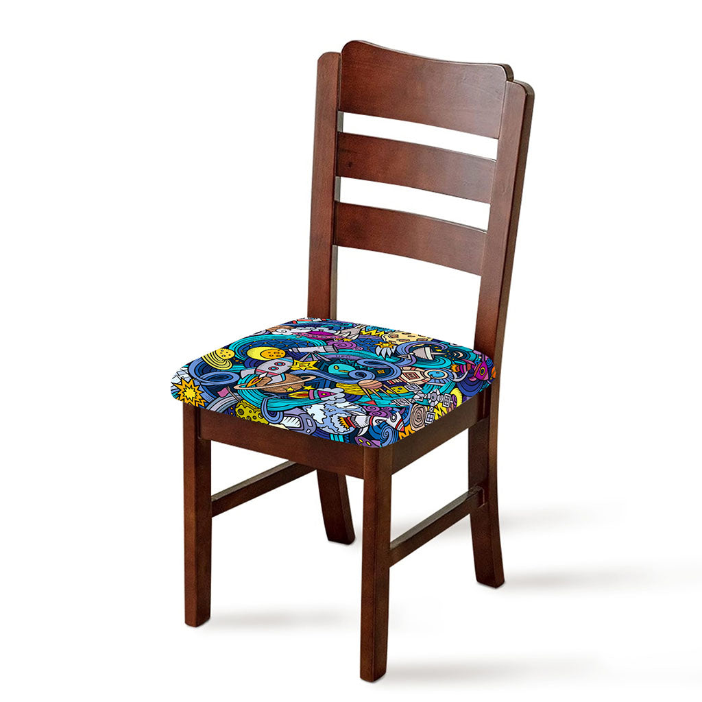 Abstract Cartoon Galaxy Space Print Chair Cushion Cover