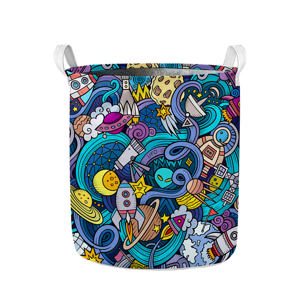 Abstract Cartoon Galaxy Space Print Collapsible Laundry Basket