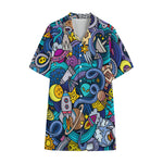 Abstract Cartoon Galaxy Space Print Cotton Hawaiian Shirt