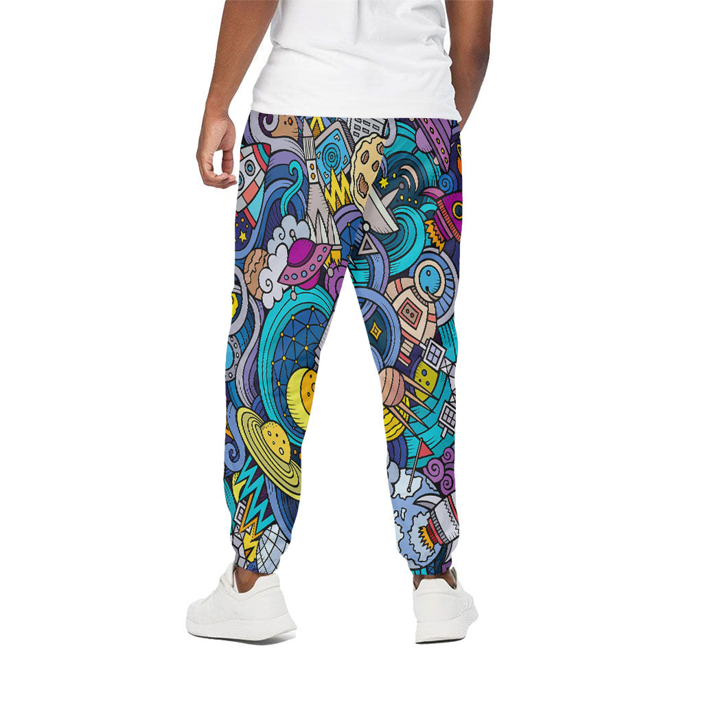 Abstract Cartoon Galaxy Space Print Cotton Pants