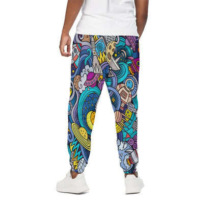 Abstract Cartoon Galaxy Space Print Cotton Pants