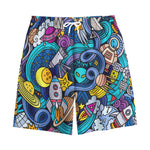 Abstract Cartoon Galaxy Space Print Cotton Shorts