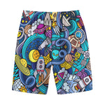 Abstract Cartoon Galaxy Space Print Cotton Shorts