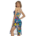 Abstract Cartoon Galaxy Space Print Cross Back Cami Dress