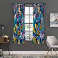 Abstract Cartoon Galaxy Space Print Grommet Curtain Panels
