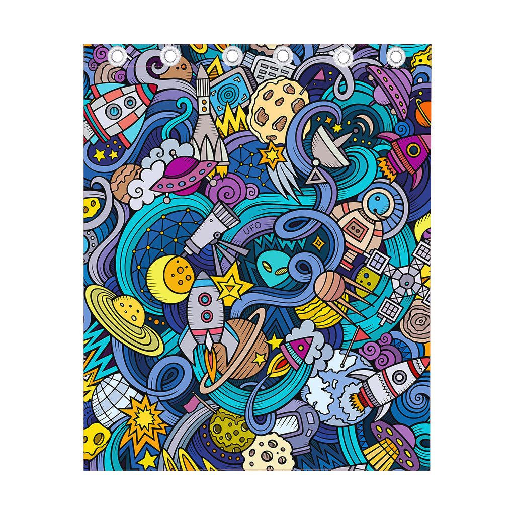 Abstract Cartoon Galaxy Space Print Curtain