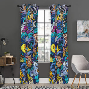 Abstract Cartoon Galaxy Space Print Curtain