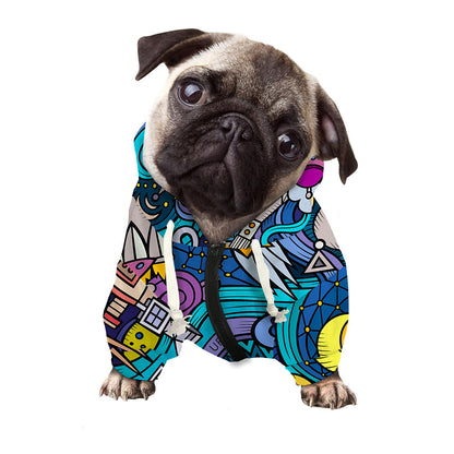 Abstract Cartoon Galaxy Space Print Dog Zip Up Hoodie