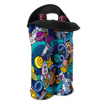 Abstract Cartoon Galaxy Space Print Double Neoprene Wine Tote