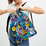 Abstract Cartoon Galaxy Space Print Drawstring Backpack