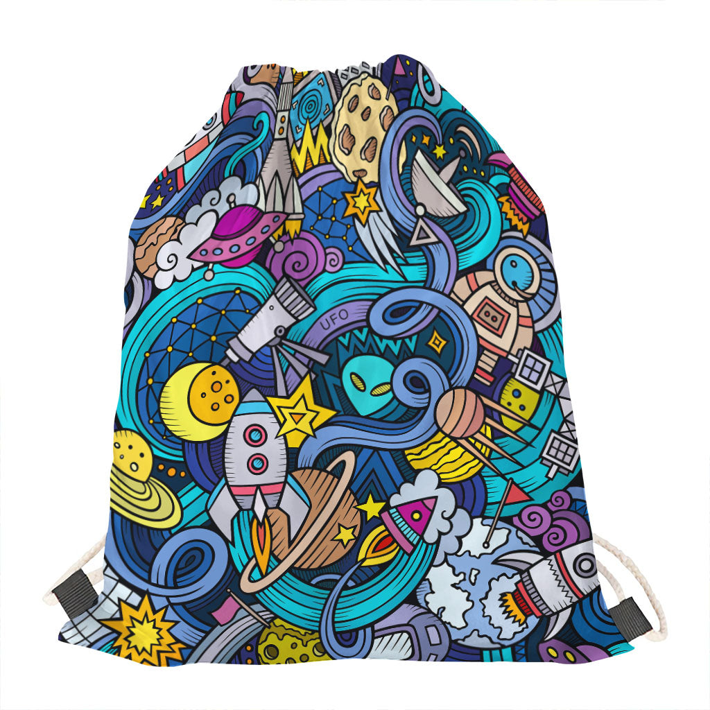 Abstract Cartoon Galaxy Space Print Drawstring Bag