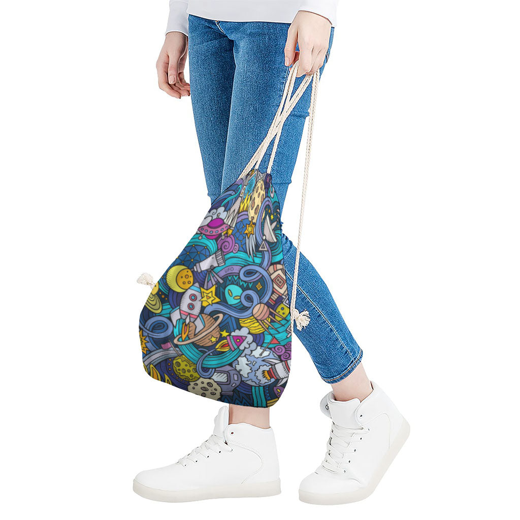 Abstract Cartoon Galaxy Space Print Drawstring Bag