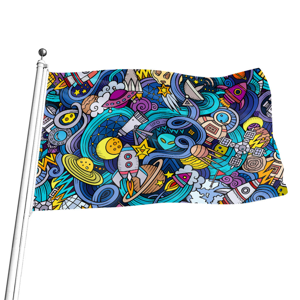 Abstract Cartoon Galaxy Space Print Flag
