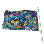Abstract Cartoon Galaxy Space Print Flag