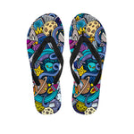 Abstract Cartoon Galaxy Space Print Flip Flops
