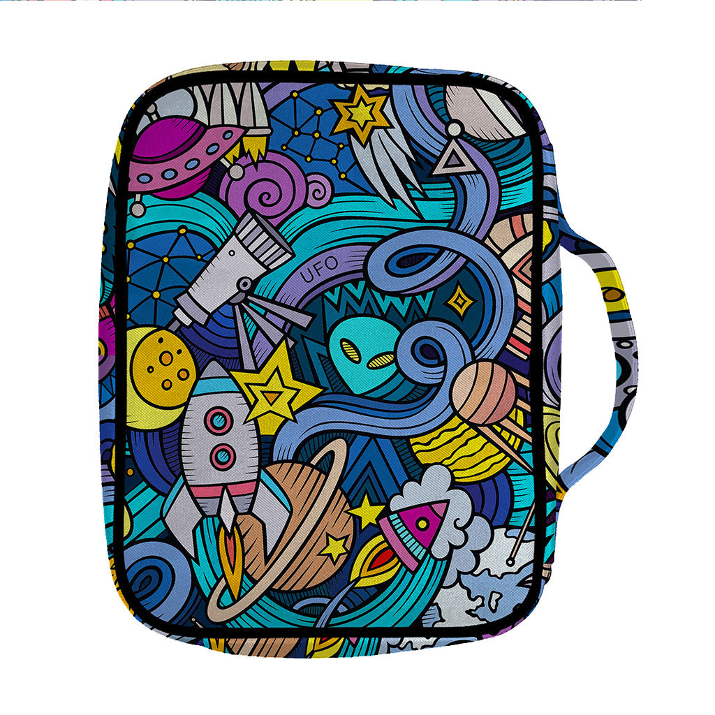 Abstract Cartoon Galaxy Space Print Front Pocket Bible Bag