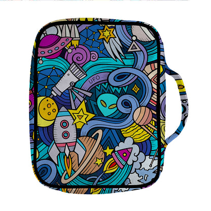 Abstract Cartoon Galaxy Space Print Front Pocket Bible Bag