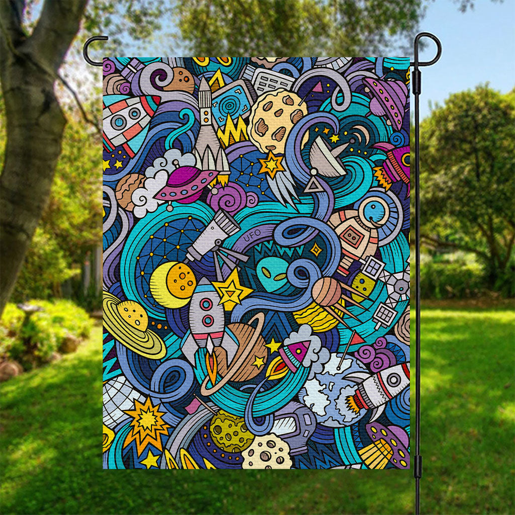 Abstract Cartoon Galaxy Space Print Garden Flag