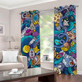 Abstract Cartoon Galaxy Space Print Grommet Curtains