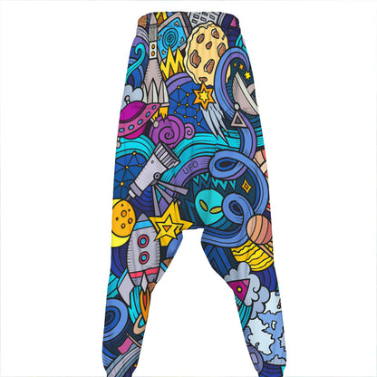 Abstract Cartoon Galaxy Space Print Hammer Pants