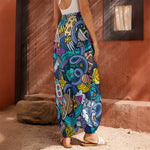 Abstract Cartoon Galaxy Space Print Harem Pants